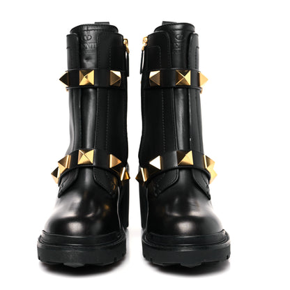 Valentino Garavani Calfskin Roman Stud 20/85mm Combat Boots 39 Black 2 of 6
