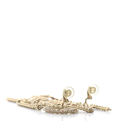 Chanel Crystal Cha-Nel Logo Drop Clip On Earrings Gold 3 of 4