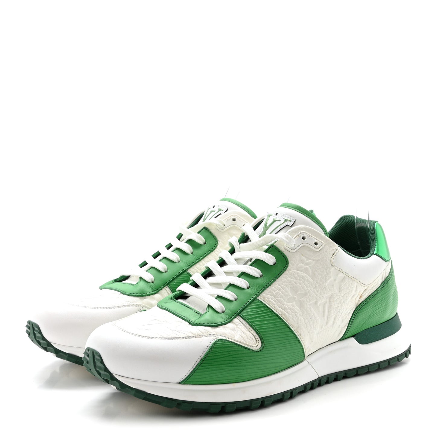 Calfskin Empreinte Mens Run Away Sneakers 8 White Green