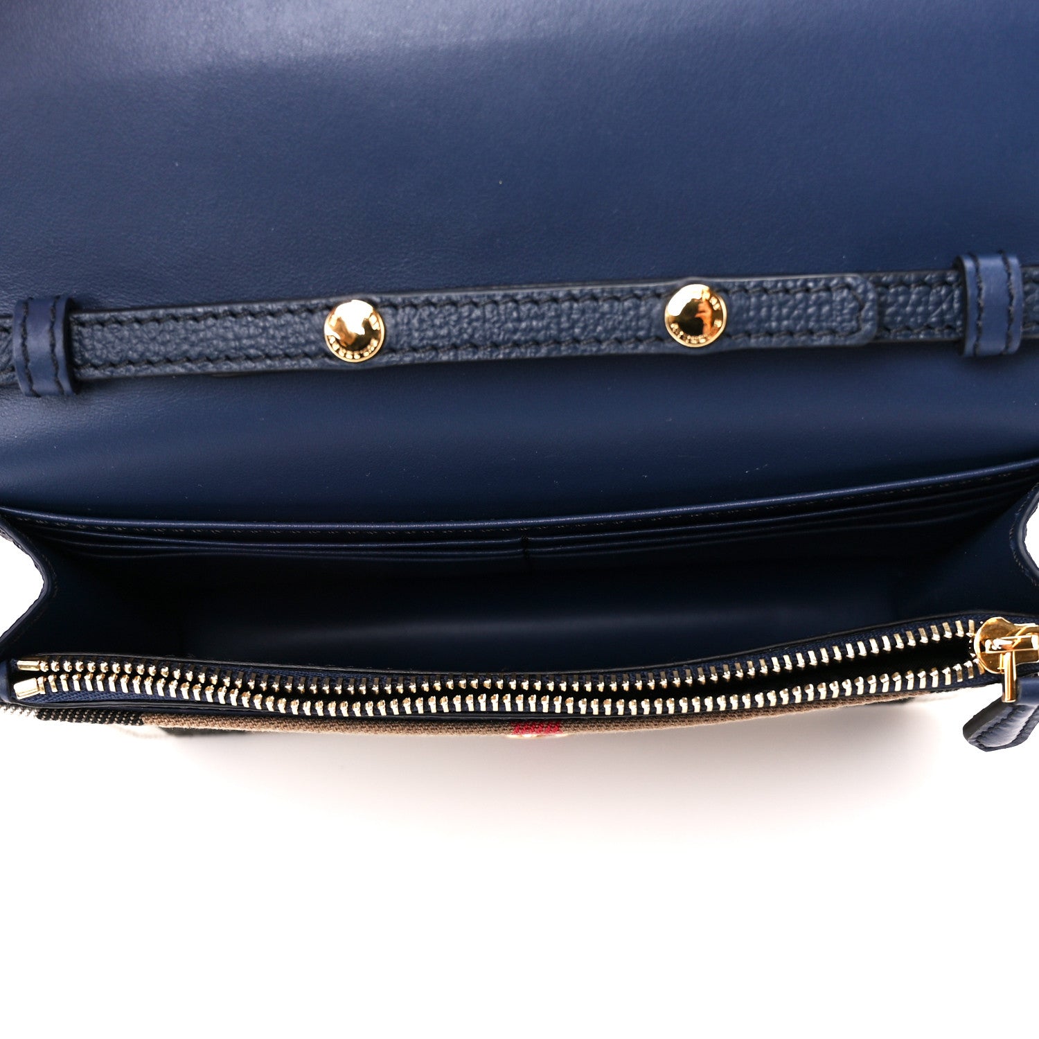 Burberry Derby Calfskin House Check Wallet On Chain Navy 5 of 9