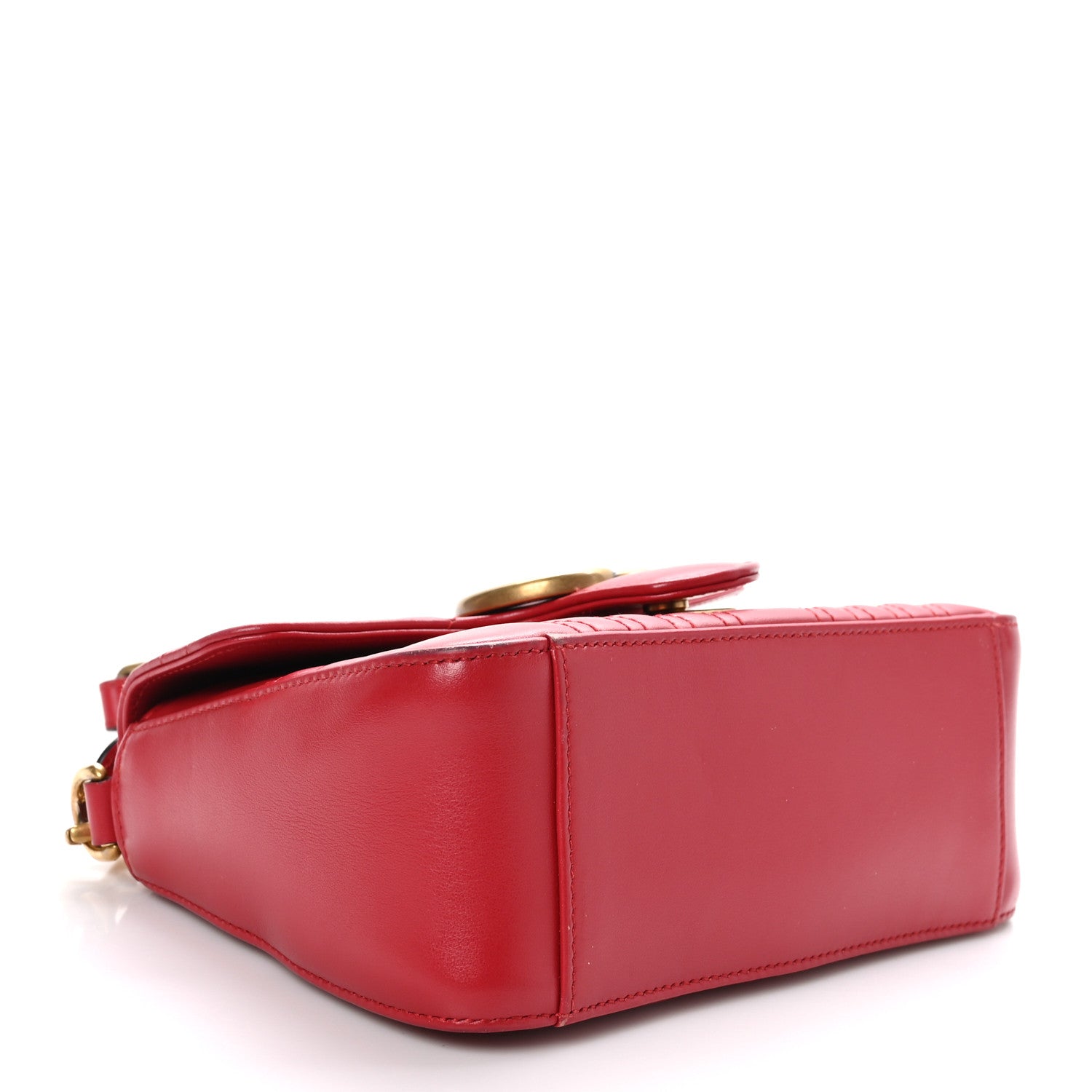 Gucci Calfskin Matelasse Mini GG Marmont Top Handle Shoulder Bag Hibiscus Red 4 of 13