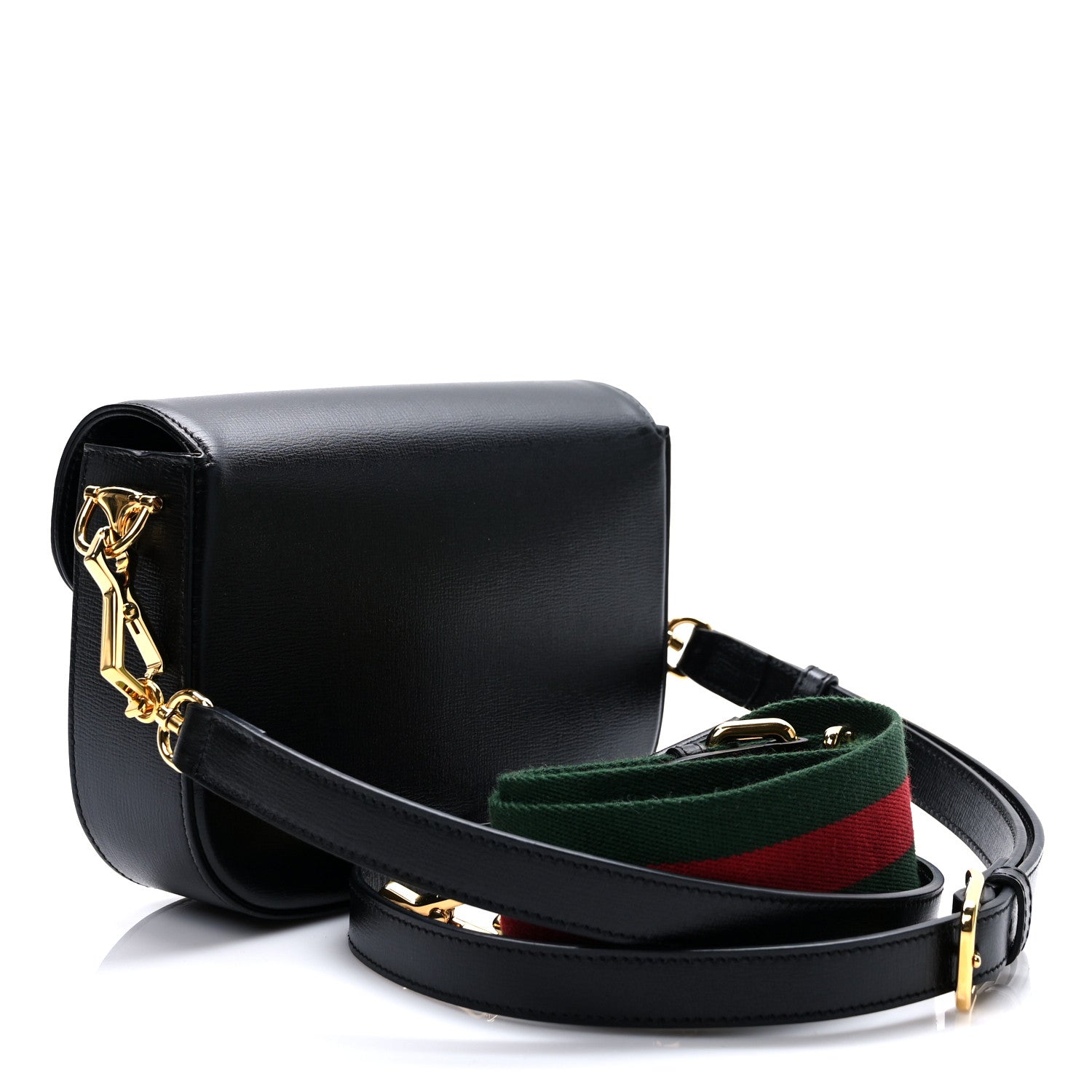Gucci Azalea Calfskin Web Mini Horsebit 1955 Shoulder Bag Black 3 of 10