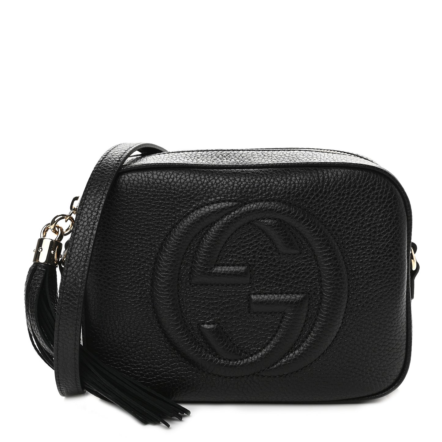 Pebbled Calfskin Small Soho Disco Bag Black