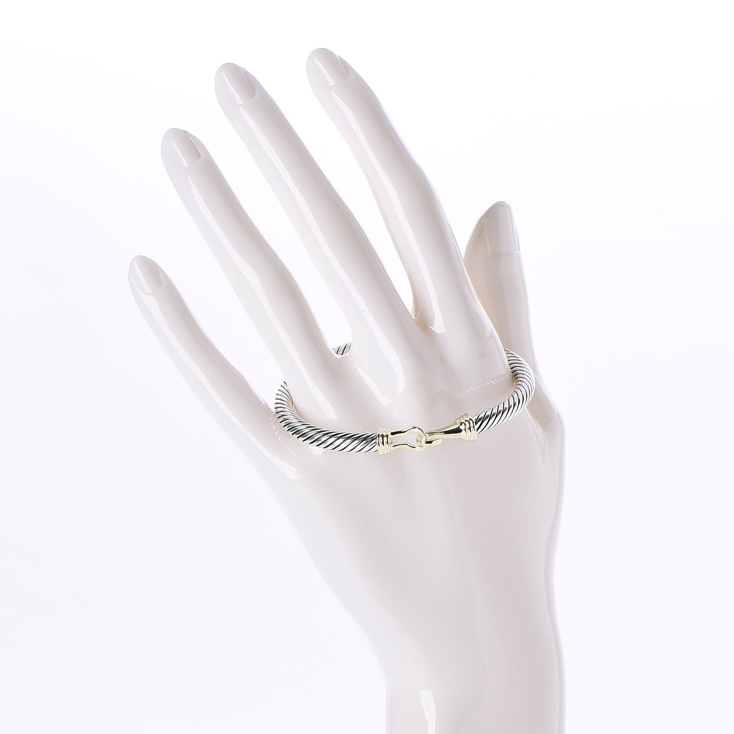 Sterling Silver 14K Yellow Gold 5mm Cable Classic Buckle Bracelet