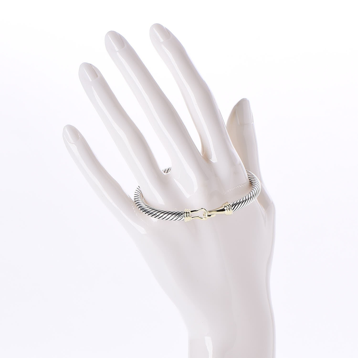 David Yurman Sterling Silver 14K Yellow Gold 5mm Cable Classic Buckle Bracelet 2 of 4