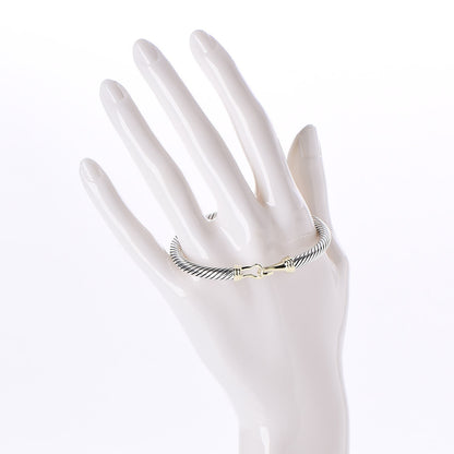 David Yurman Sterling Silver 14K Yellow Gold 5mm Cable Classic Buckle Bracelet 2 of 4