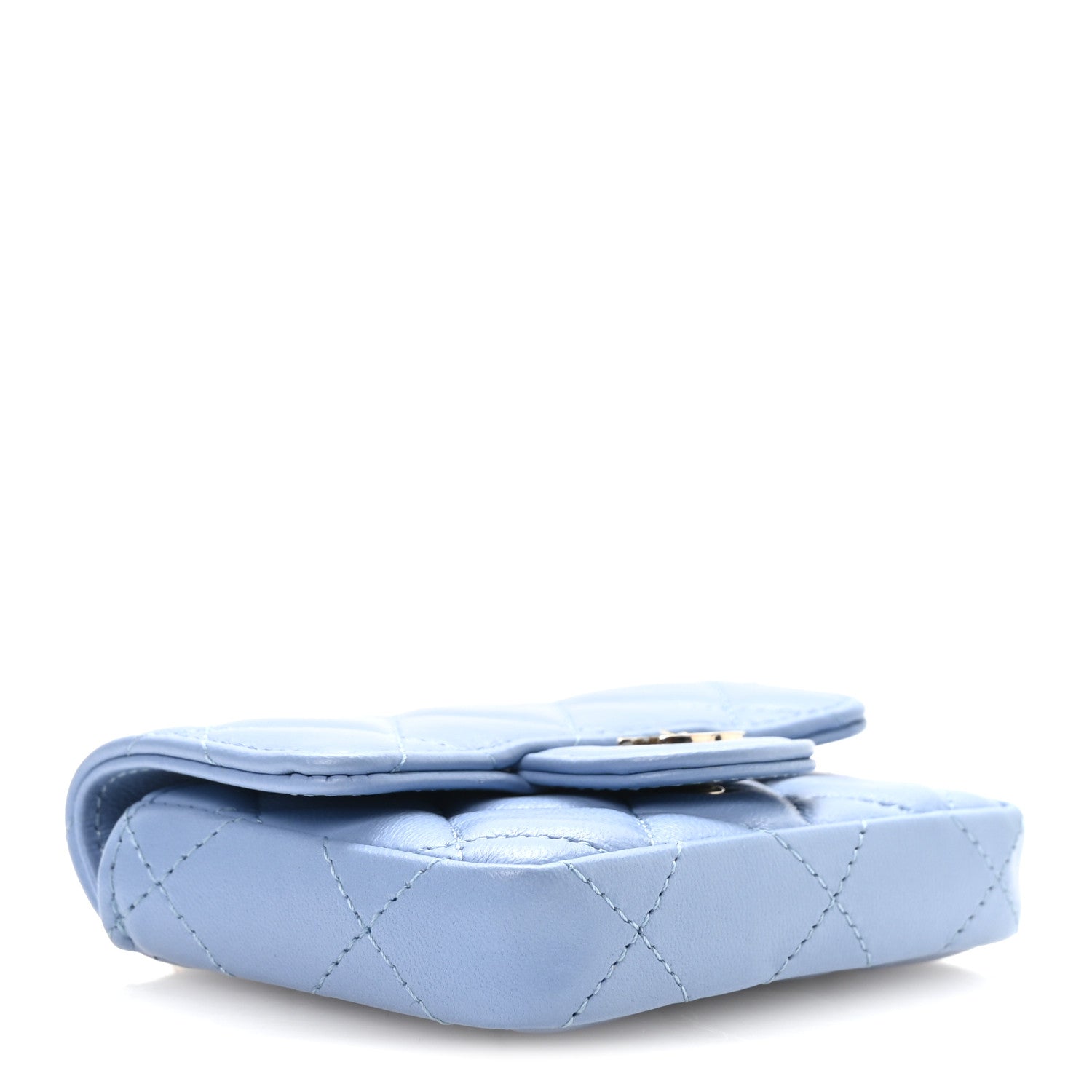 Chanel Lambskin Coco Enamel Quilted Mini Chain Belt Bag Light Blue 4 of 12