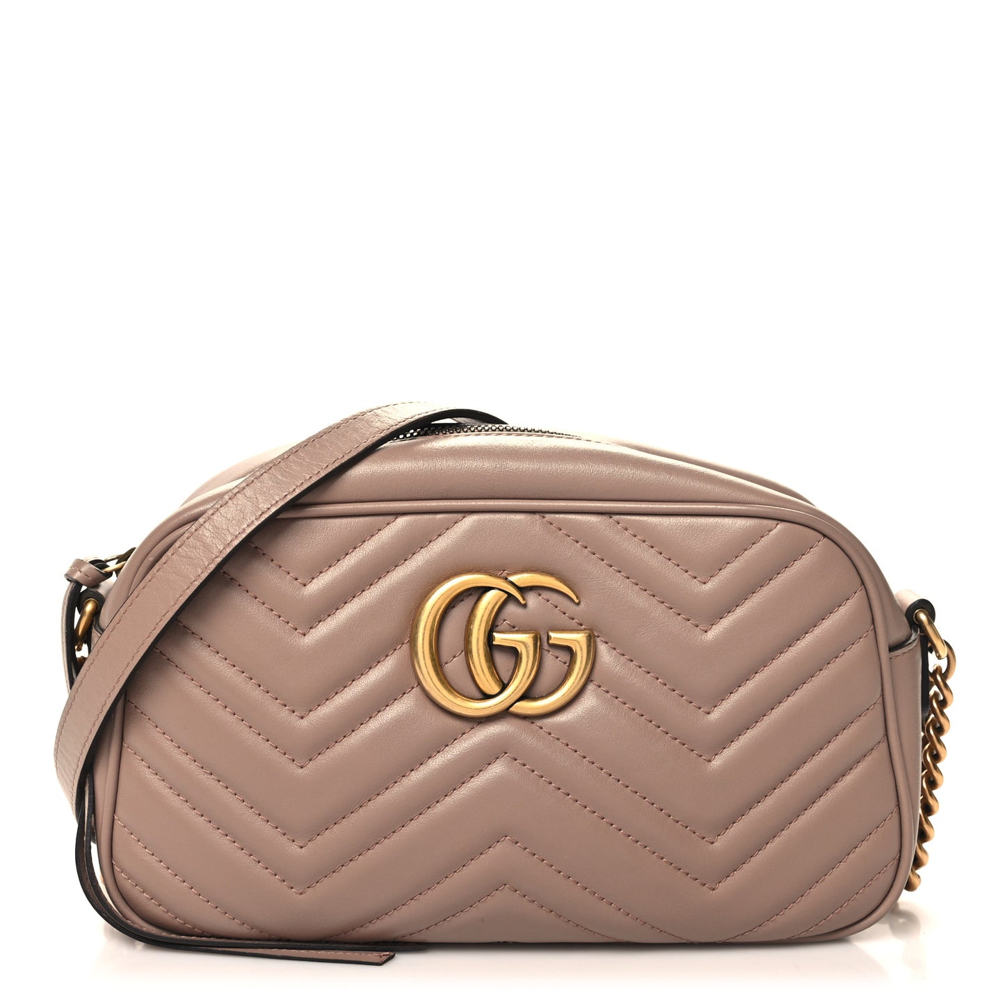 Calfskin Matelasse Small GG Marmont Chain Shoulder Bag Porcelain Rose