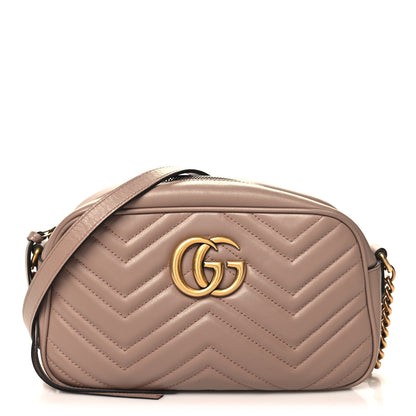 Gucci Calfskin Matelasse Small GG Marmont Chain Shoulder Bag Porcelain Rose 1 of 11