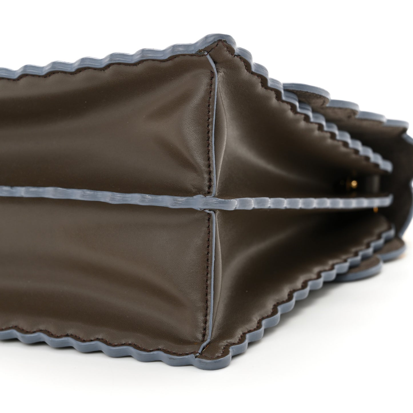 Vitello Liberty Scalloped Studded Kan I Shoulder Bag Carbone