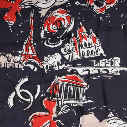 Chanel Silk Paris Scarf Navy Beige 1 of 5
