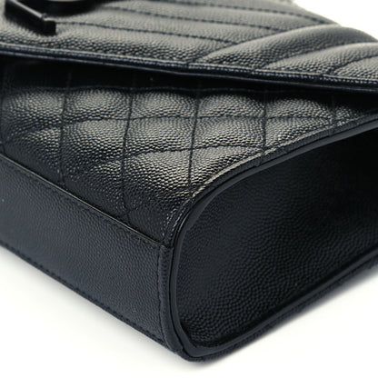 Saint Laurent Grain De Poudre Textured Mixed Matelasse Triquilt Small Monogram Satchel Black 10 of 10