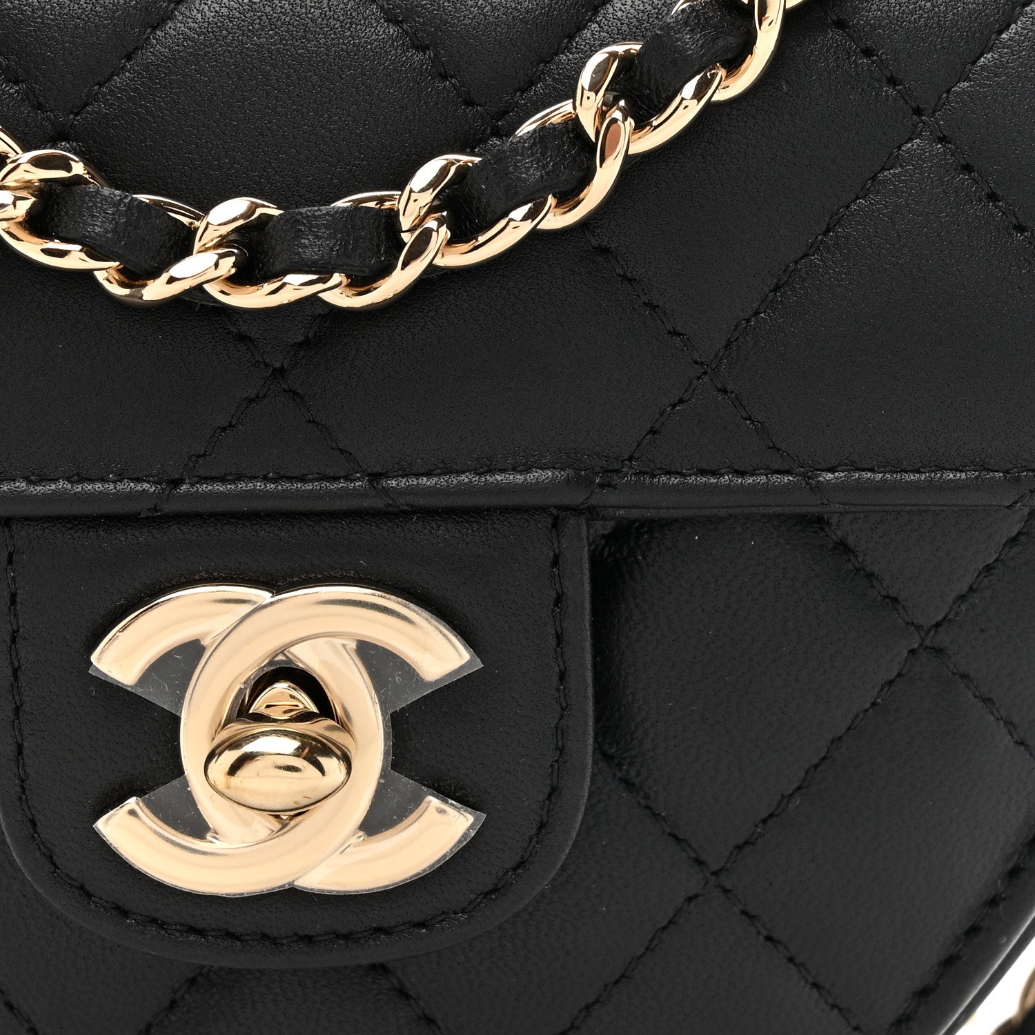 Chanel Lambskin Quilted CC In Love Heart Clutch With Chain Black 8 of 10