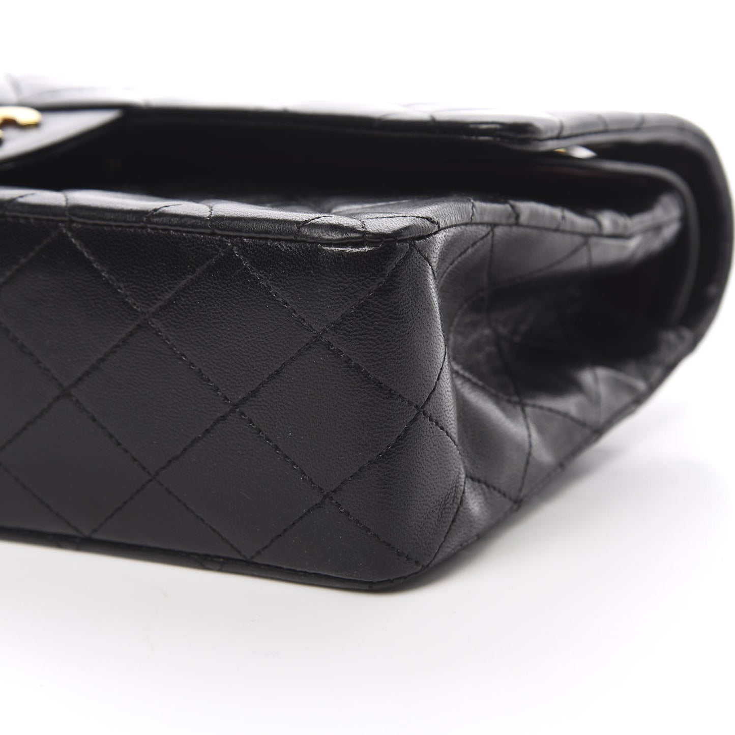 Lambskin Quilted Medium Double Flap Black