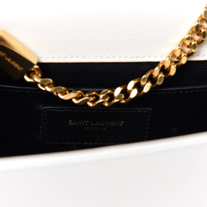 Saint Laurent Grain De Poudre Small Monogram Kate Satchel Optical White 9 of 11