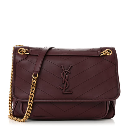 Saint Laurent Lambskin Matelasse Monogram Medium Niki Chain Satchel Rouge Legion 1 of 13