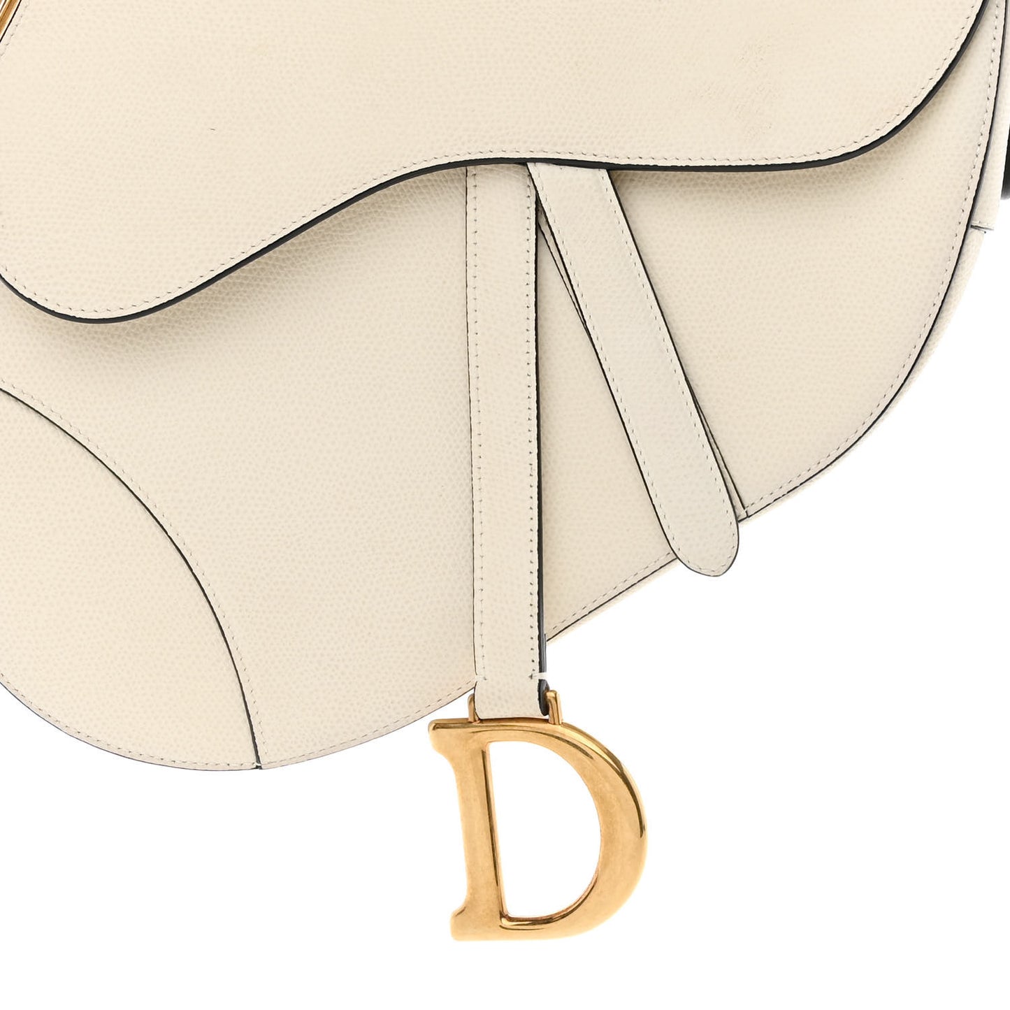 Grained Calfskin Saddle Bag White