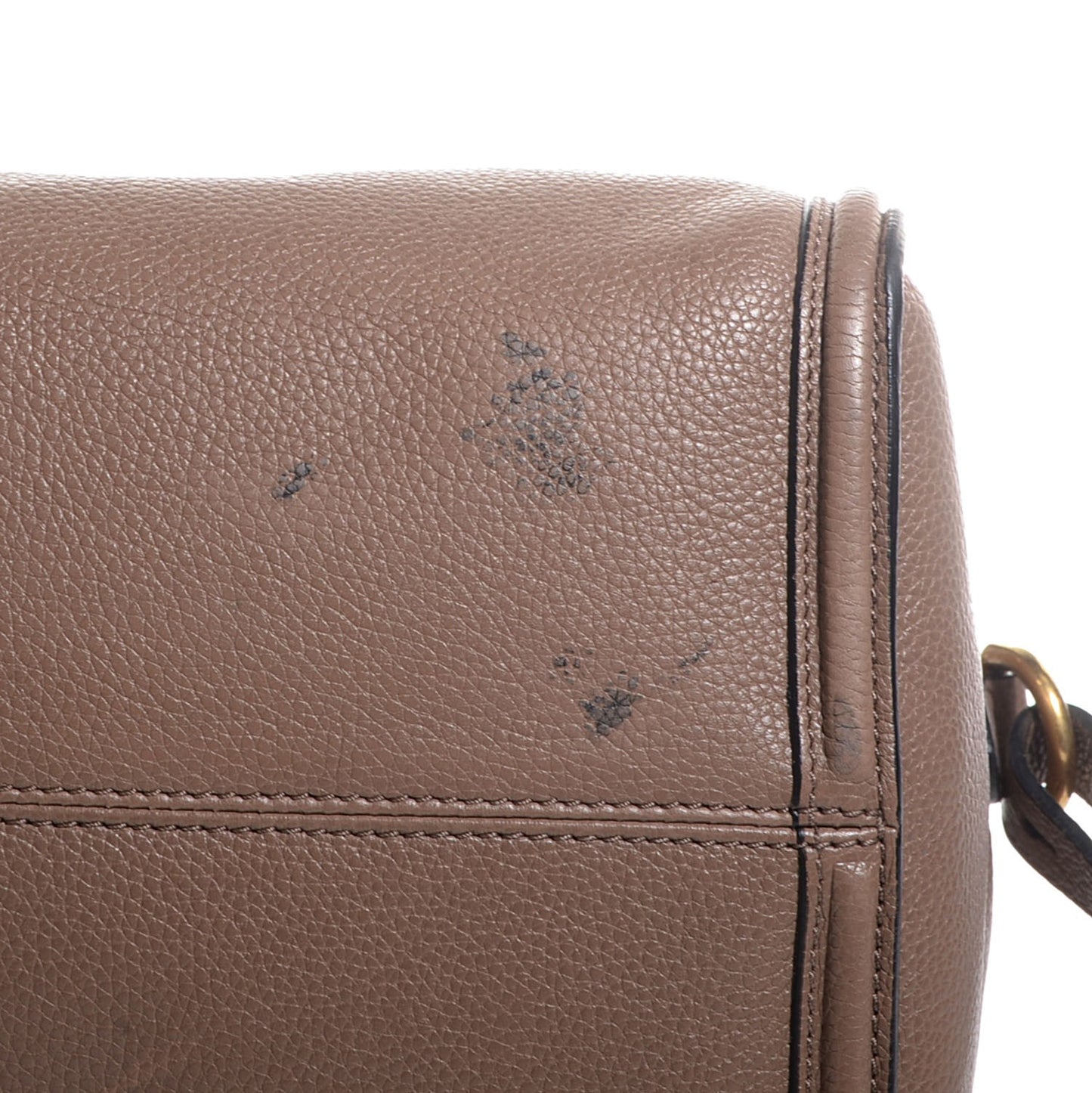 Pebbled Calfskin Small Skull Padlock Zip Around Tote Taupe