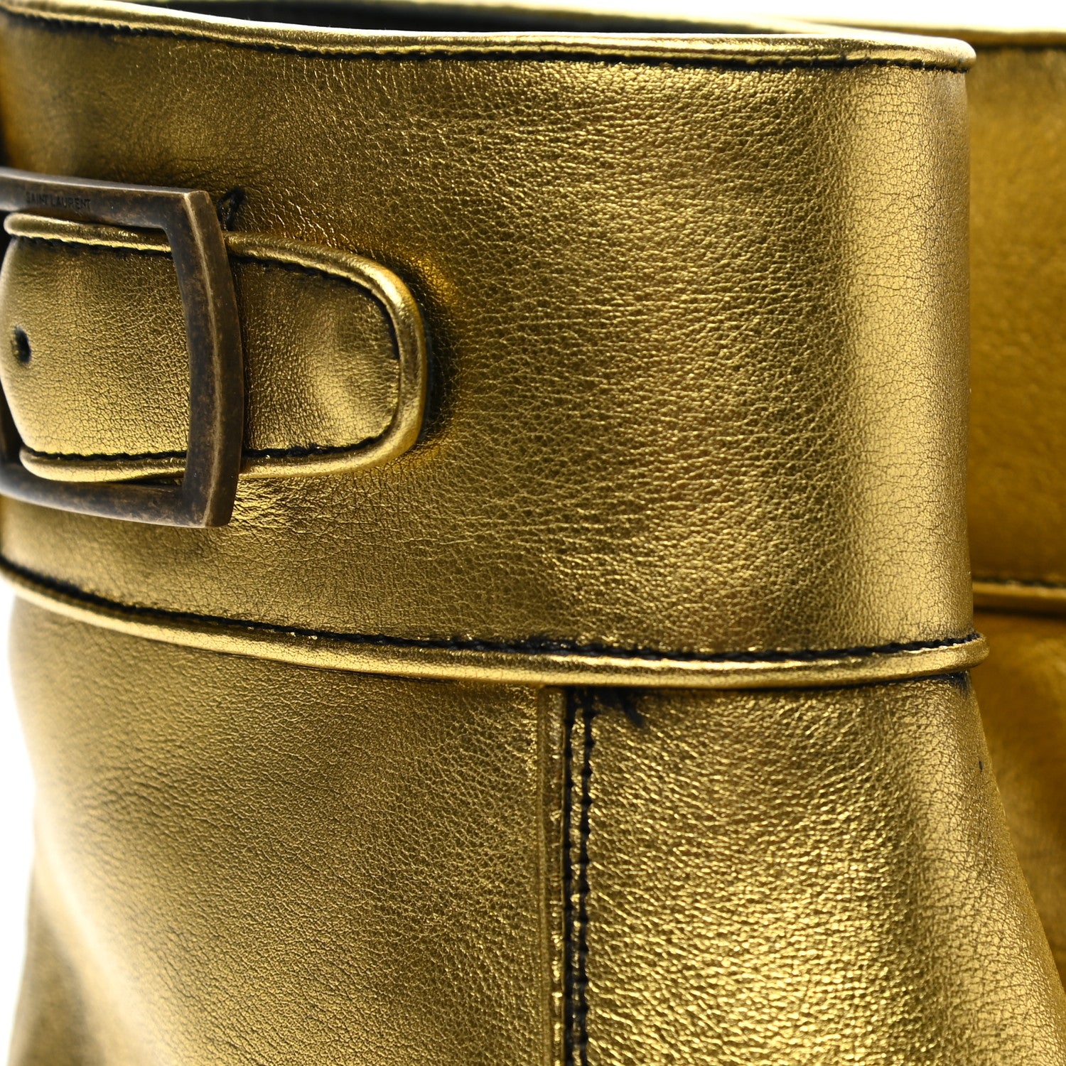 Saint Laurent Patent Calfskin Miles 30 Ankle Boots 41 Gold 11 of 11
