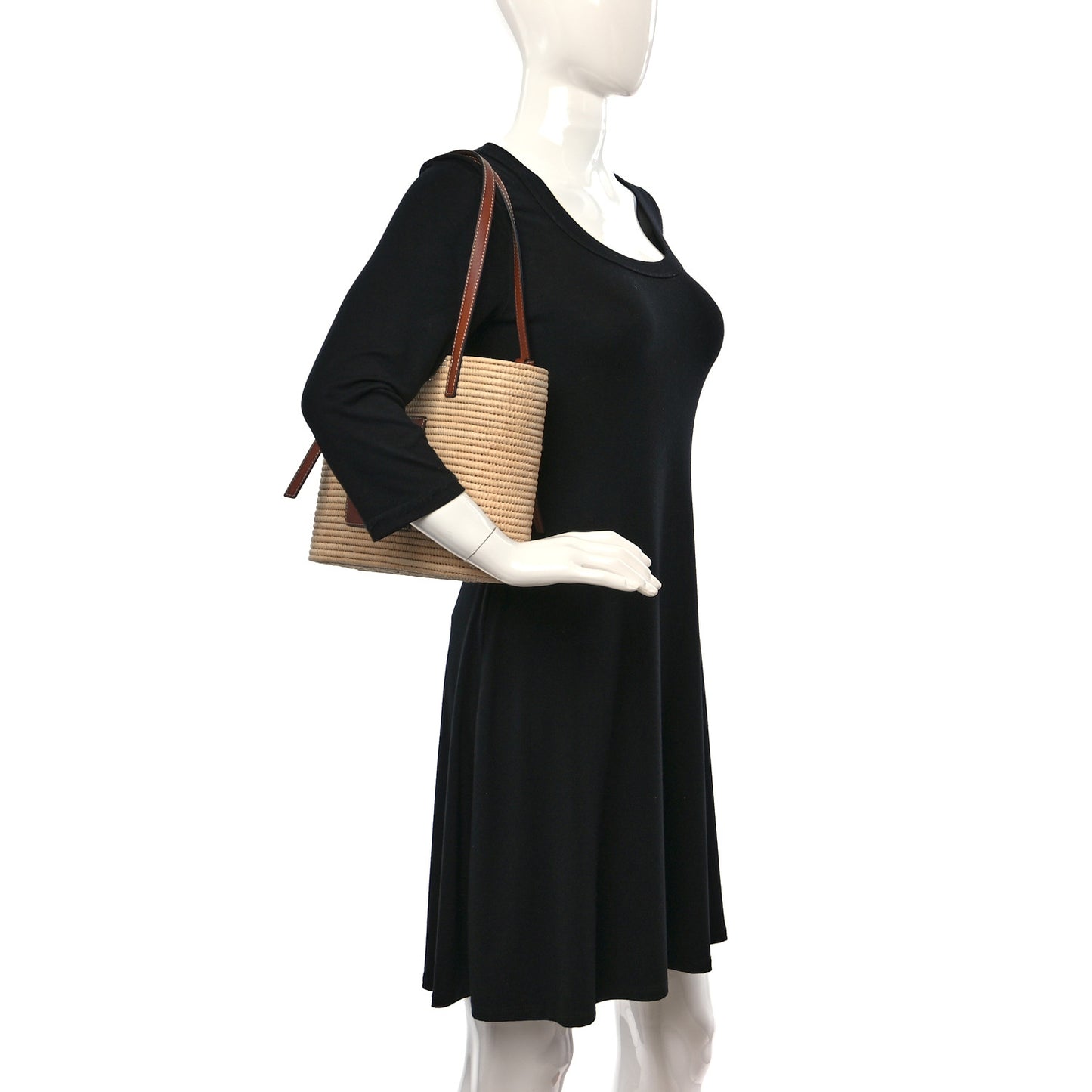 Raffia Small Square Basket Tote Bag Natural Tan