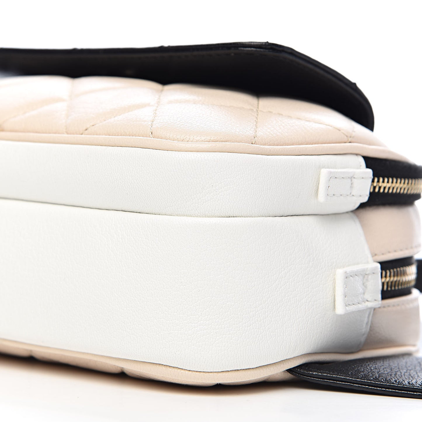 Goatskin Quilted Waist Bag Beige White Black