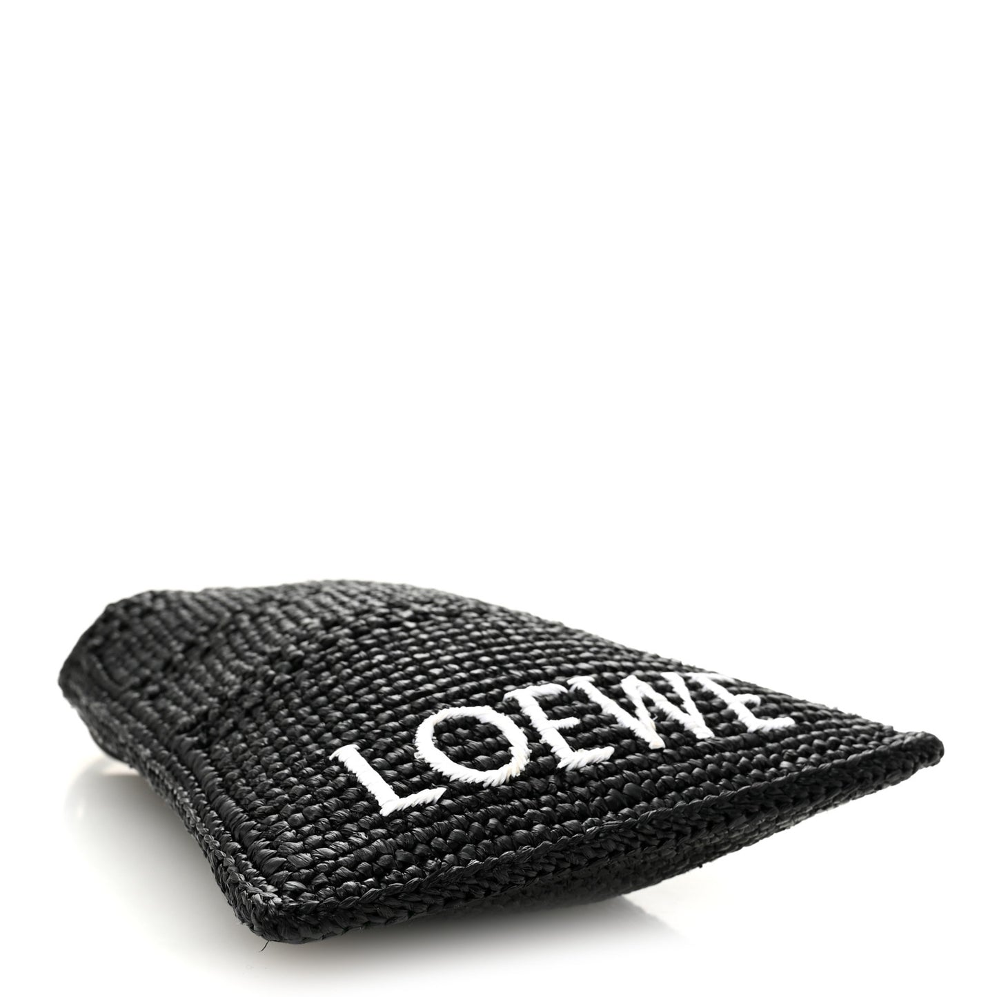 Raffia Logo Drawstring Pocket Crossbody Black
