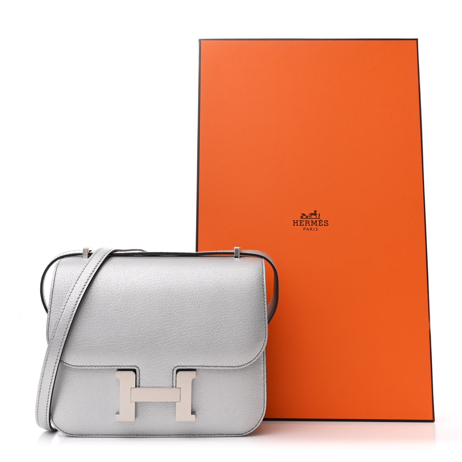Hermes Metallic Chevre Chamkilight Constance 18 Argent 12 of 12