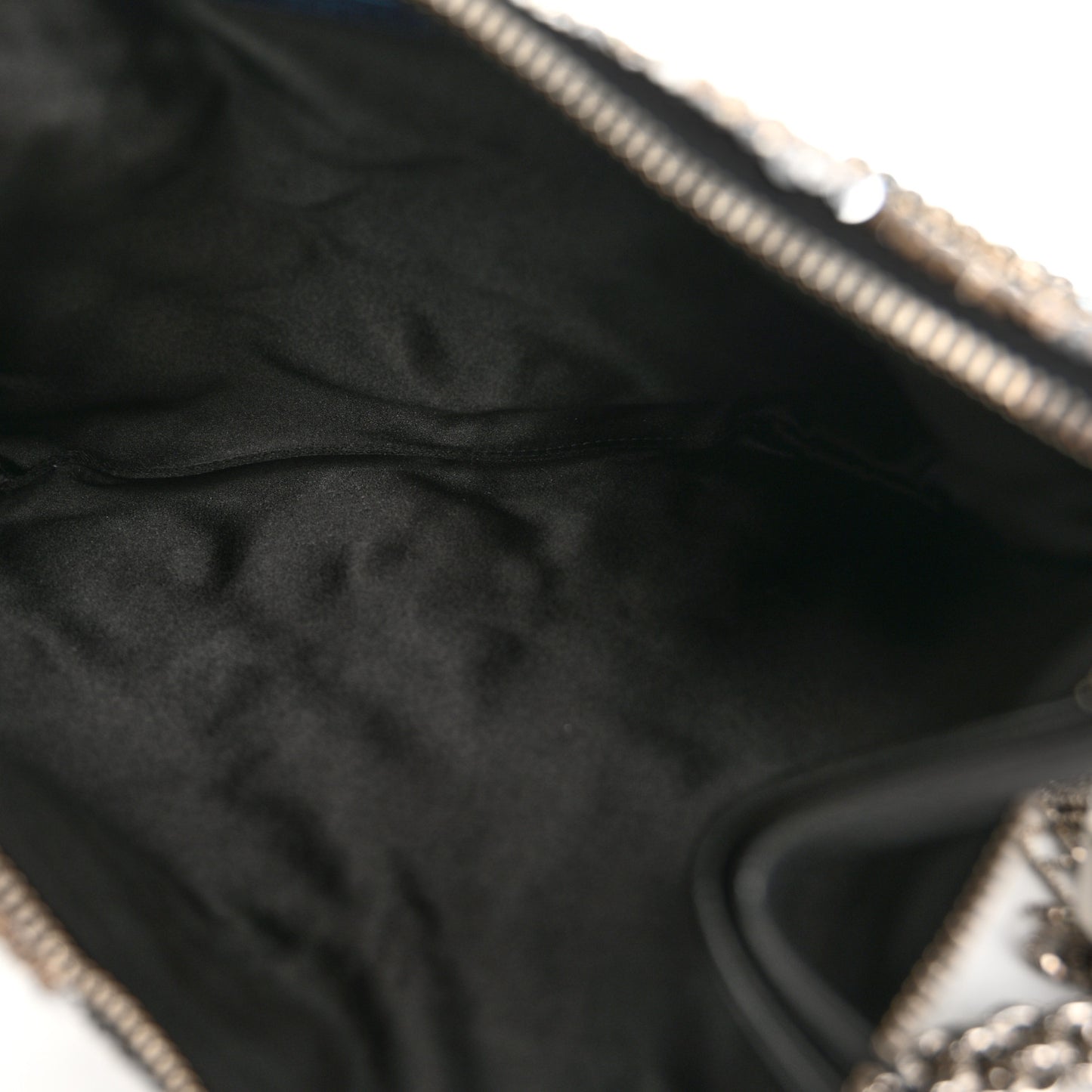 Silk Sequin Crystal Tassel Callie Clutch Black Silver Multicolor