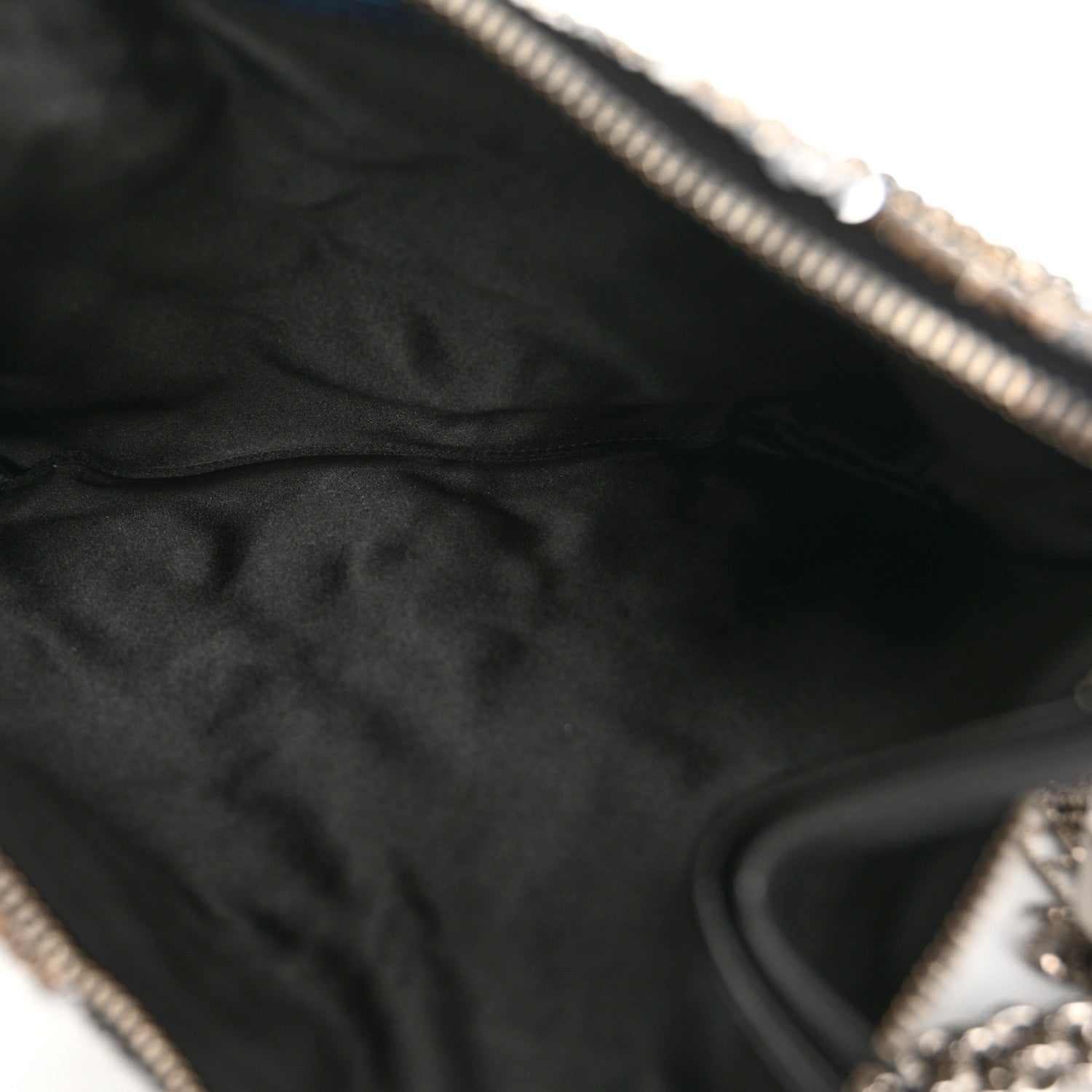 Jimmy Choo Silk Sequin Crystal Tassel Callie Clutch Black Silver Multicolor 5 of 11