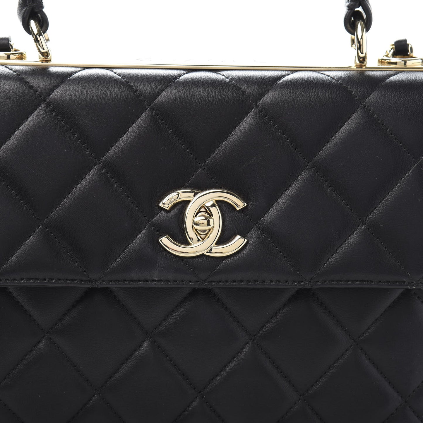Lambskin Quilted Small Trendy CC Dual Handle Flap Bag Black