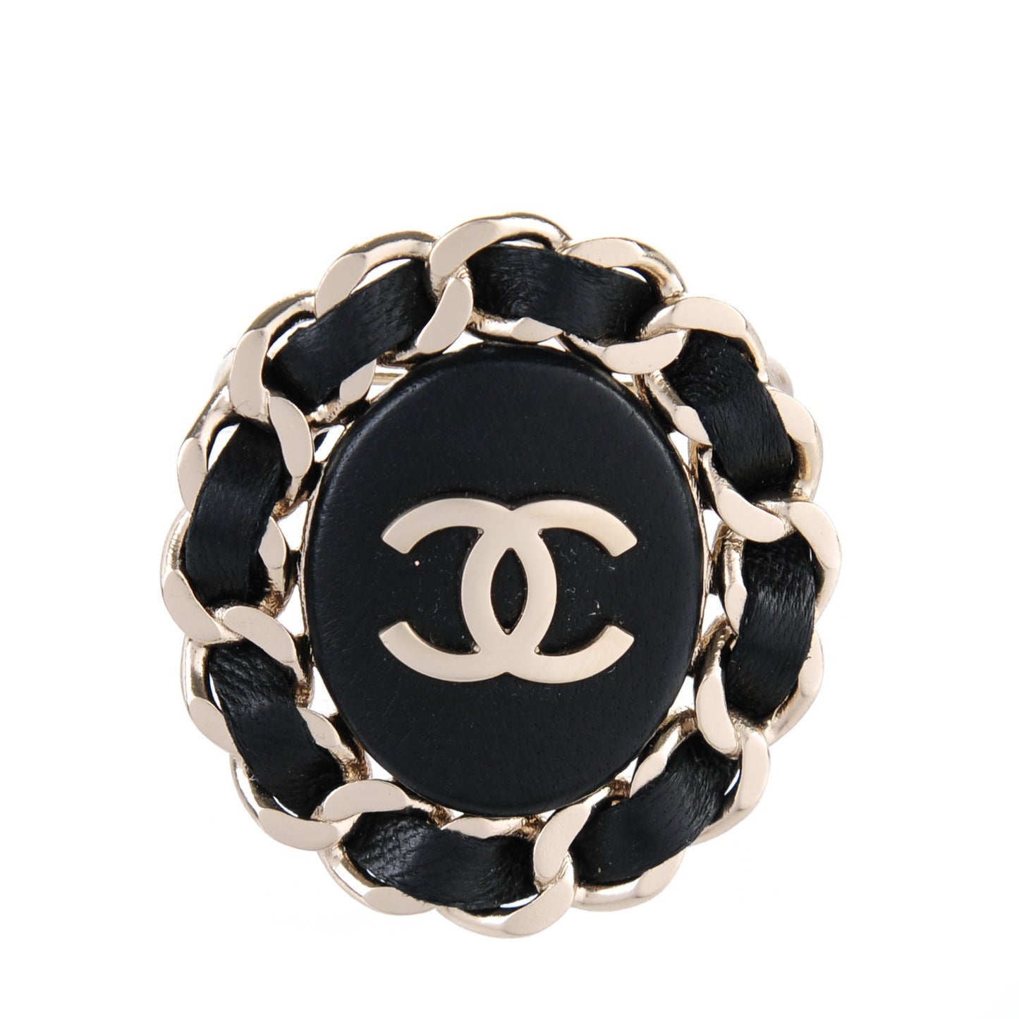 Lambskin CC Brooch Black Gold