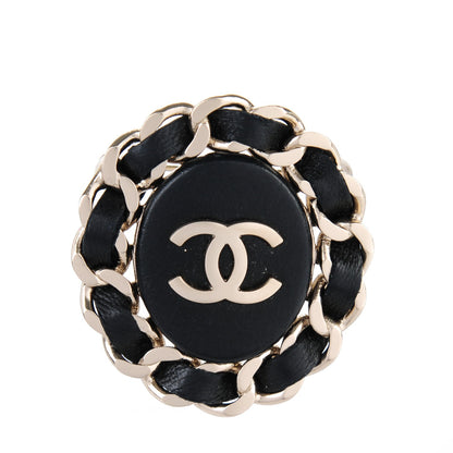 Chanel Lambskin CC Brooch Black Gold 1 of 4