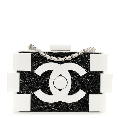 Chanel Plexiglass Crystal Lego Clutch White Black 2 of 26