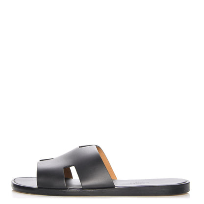 Hermes Calfskin Mens Izmir Sandals 42 Black 1 of 9