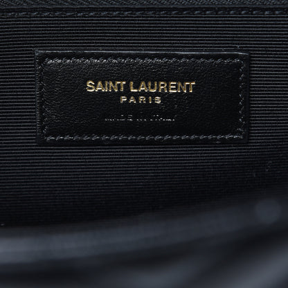 Saint Laurent Grain De Poudre Matelasse Chevron Large Monogram Satchel Black 6 of 9