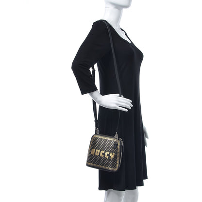 Gucci X SEGA Calfskin GUCCY Stars Mini Dome Shoulder Bag Black Gold 2 of 7
