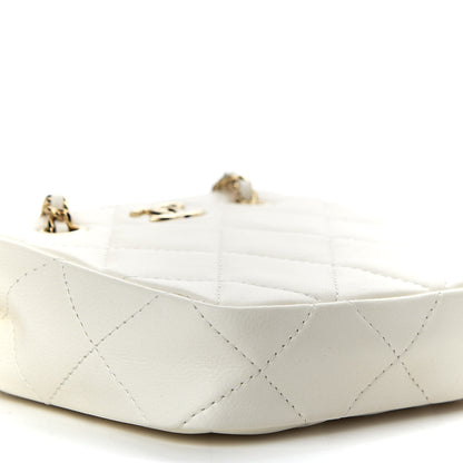 Chanel Lambskin Quilted Tiny Shopping Clutch With Chain White 8 of 9