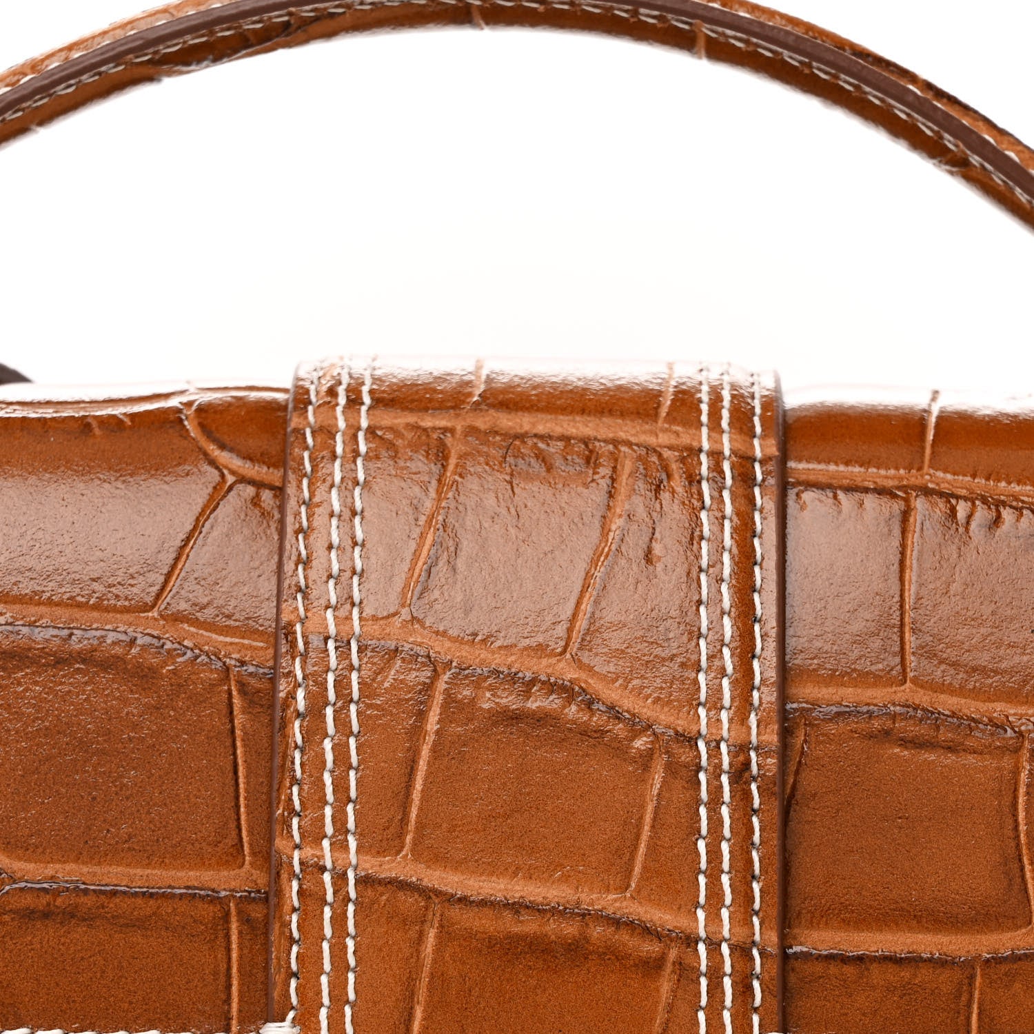 Jacquemus Calfskin Crocodile Embossed Le Grand Bambino Brown 7 of 11