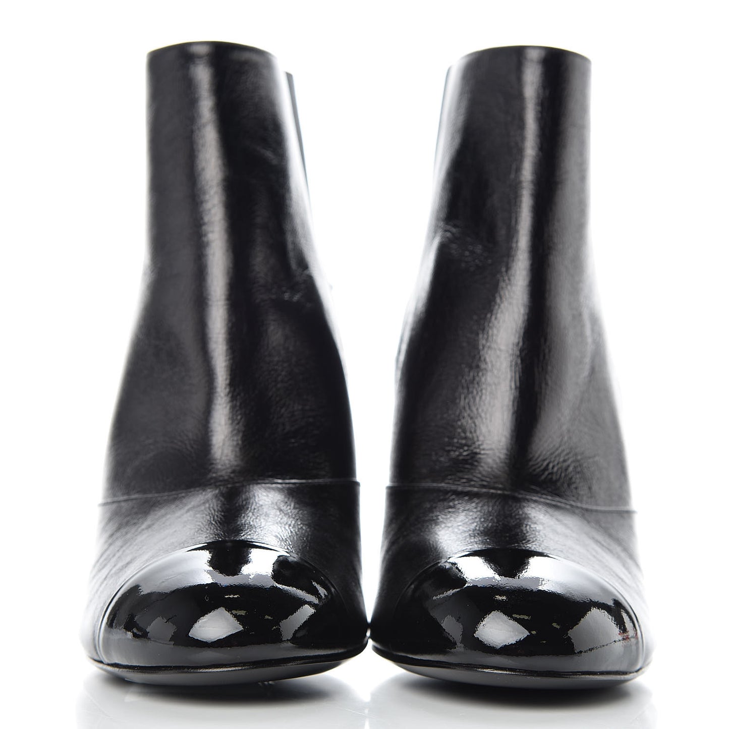 Crumpled Calfskin Camellia Short Boots 39.5 Black