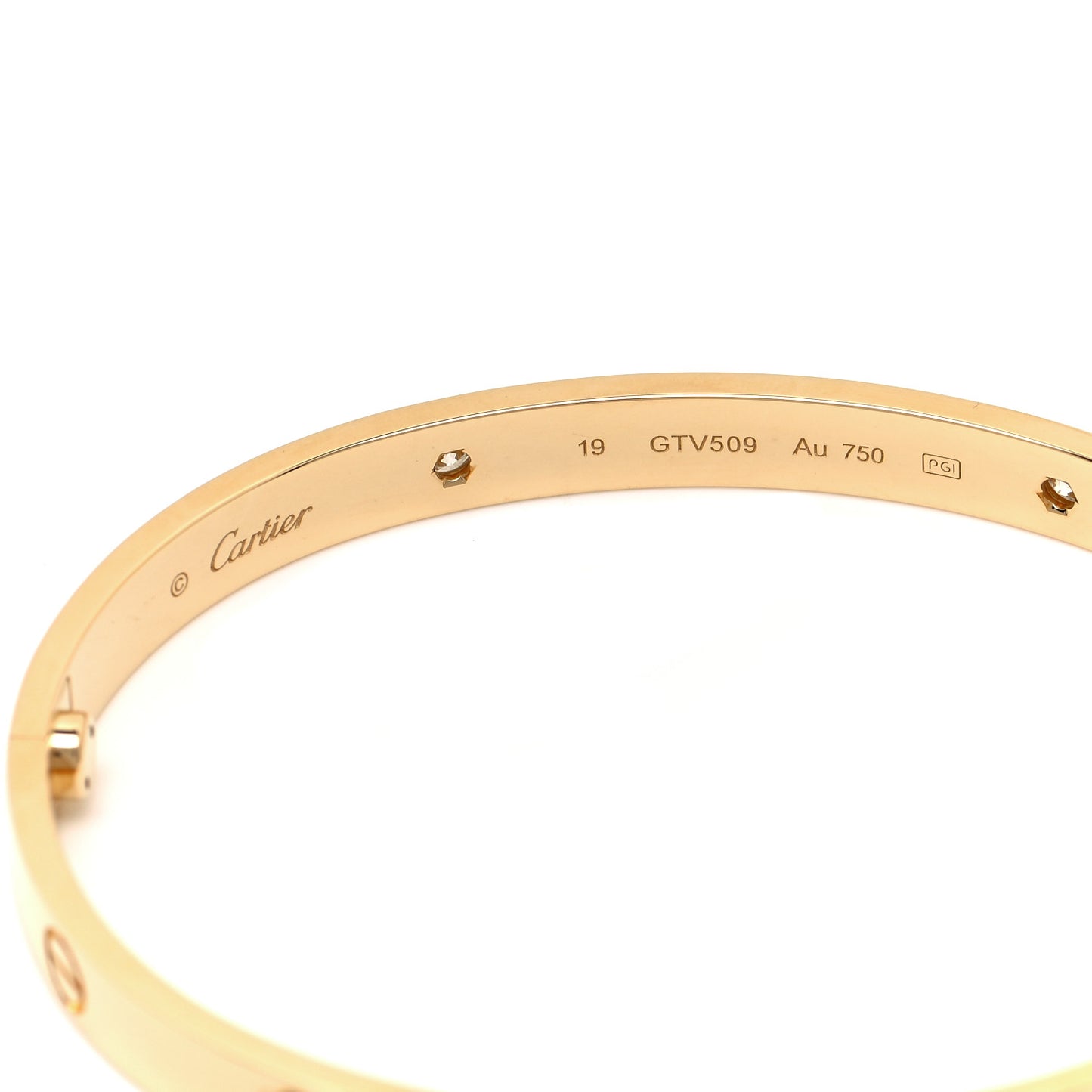 18K Yellow Gold 4 Diamond LOVE Bracelet 19
