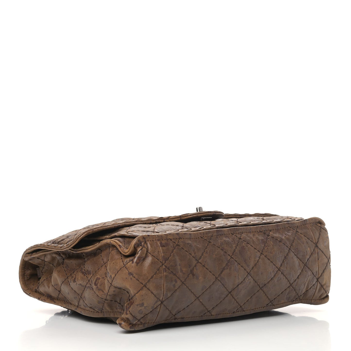 Aged Crumpled Calfskin Vintage Flap Brown