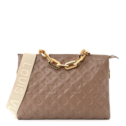 Louis Vuitton Lambskin Embossed Monogram Coussin MM Taupe 1 of 9