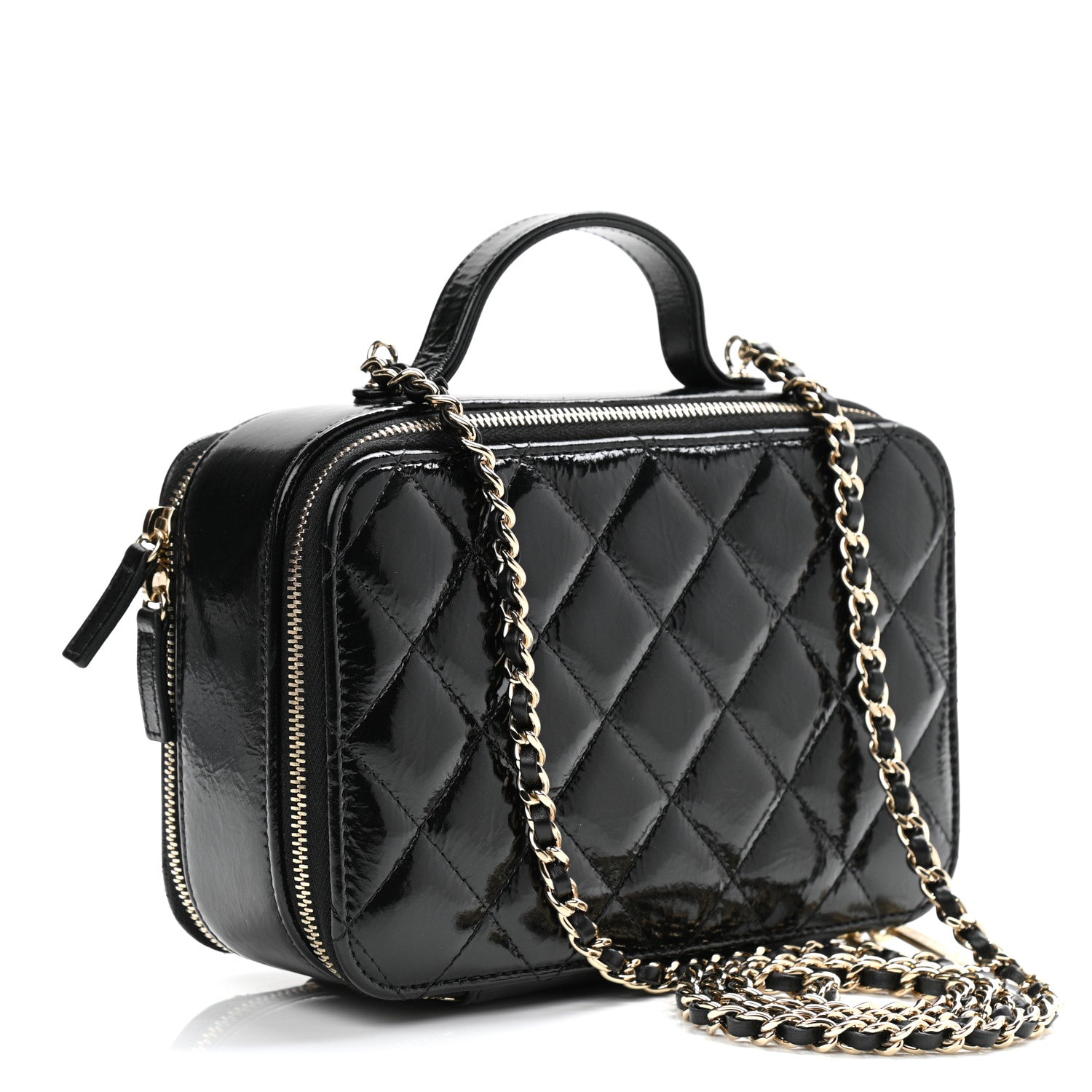 Chanel Shiny Lambskin Quilted CC Vanity Case Black 3 of 12