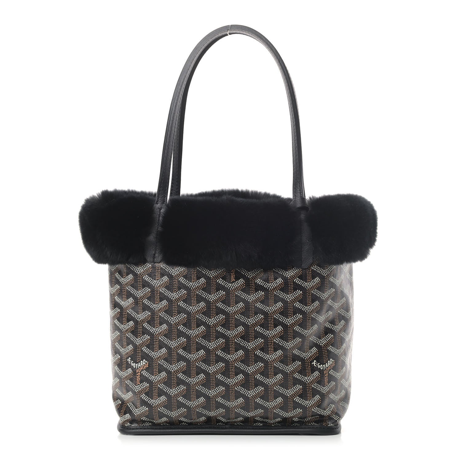 Goyard Goyardine Rabbit Rex Fur Reversible Mini Anjou Black 2 of 5