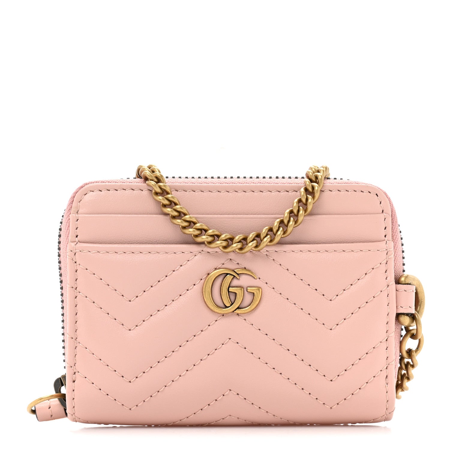 Gucci Calfskin Matelasse GG Marmont Wallet On Chain Perfect Pink 1 of 10