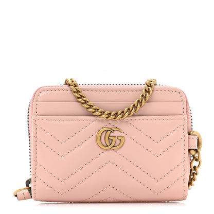 Gucci Calfskin Matelasse GG Marmont Wallet On Chain Perfect Pink 1 of 10