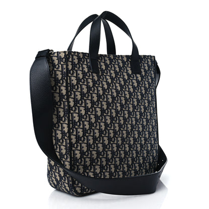 Christian Dior Oblique Saddle Tote Beige Black 2 of 9