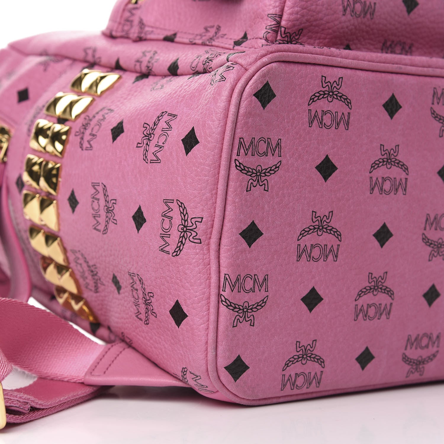 MCM Visetos Medium Side Studs Stark Backpack Pink 5 of 9