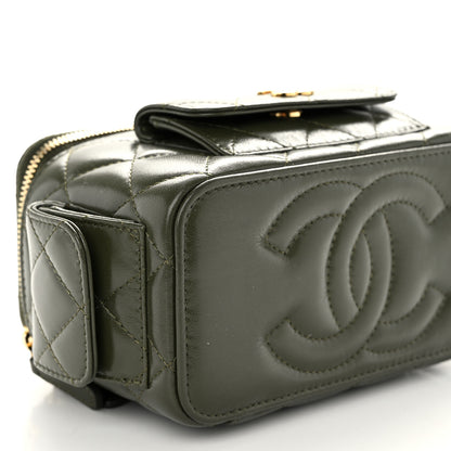 Chanel Lambskin Quilted Polly Pocket East West Top Vanity With Chain Khaki 9 of 10