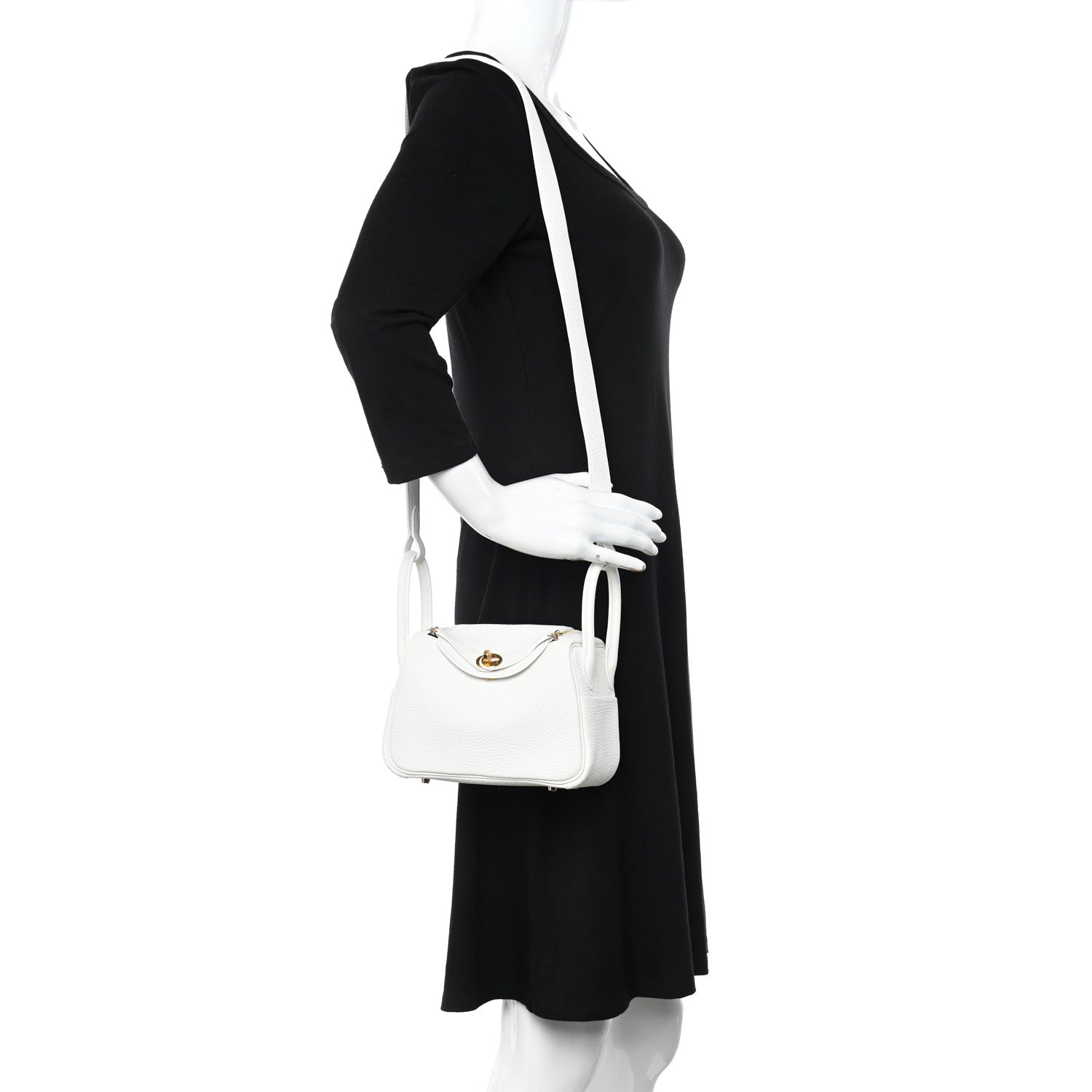 Hermes Taurillon Clemence Mini Lindy 20 New White 2 of 11